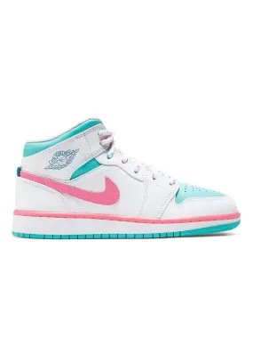 Nike Air Jordan 1 Mid White Pink Green Soar (GS)