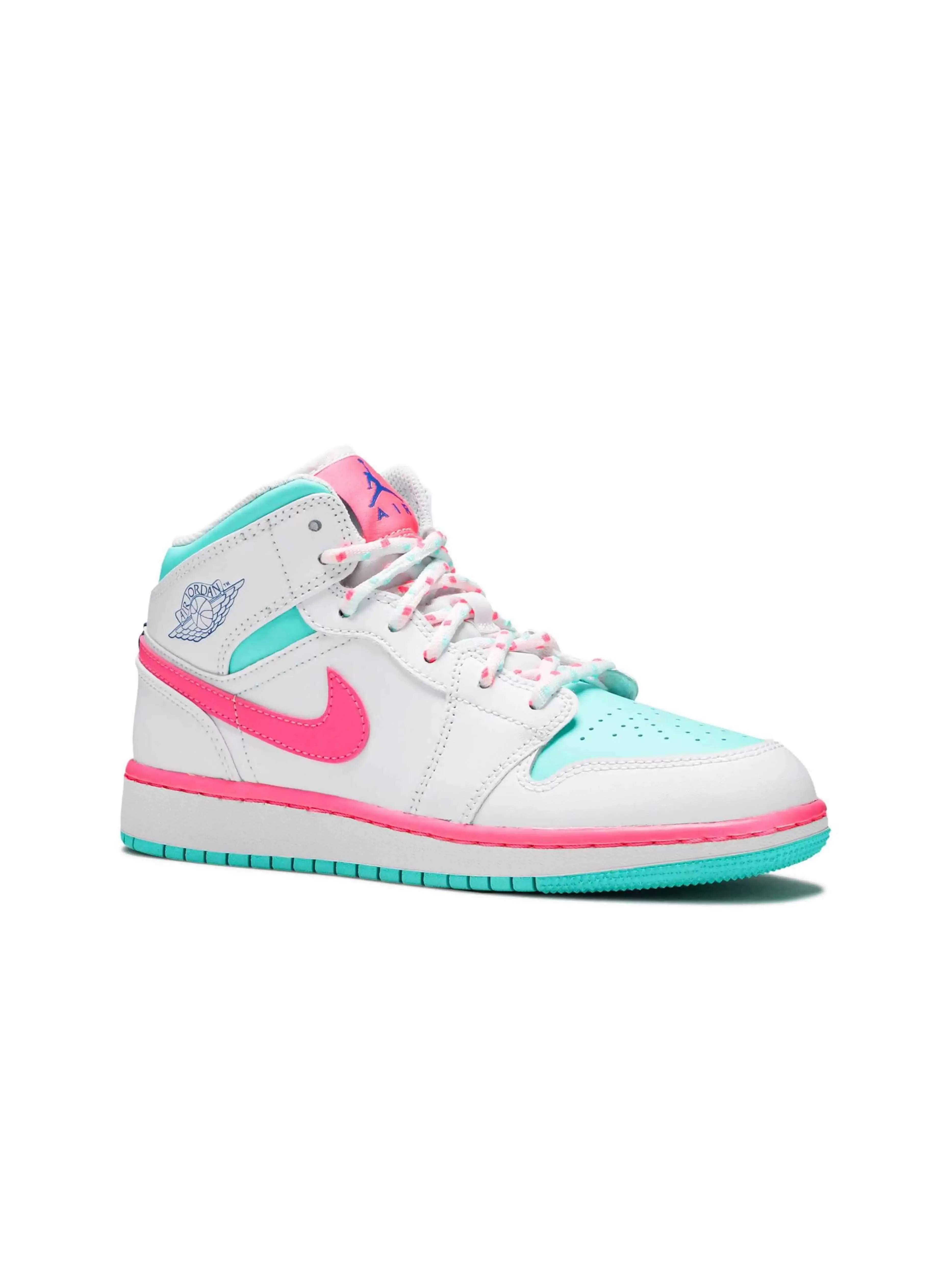 Nike Air Jordan 1 Mid White Pink Green Soar (GS)