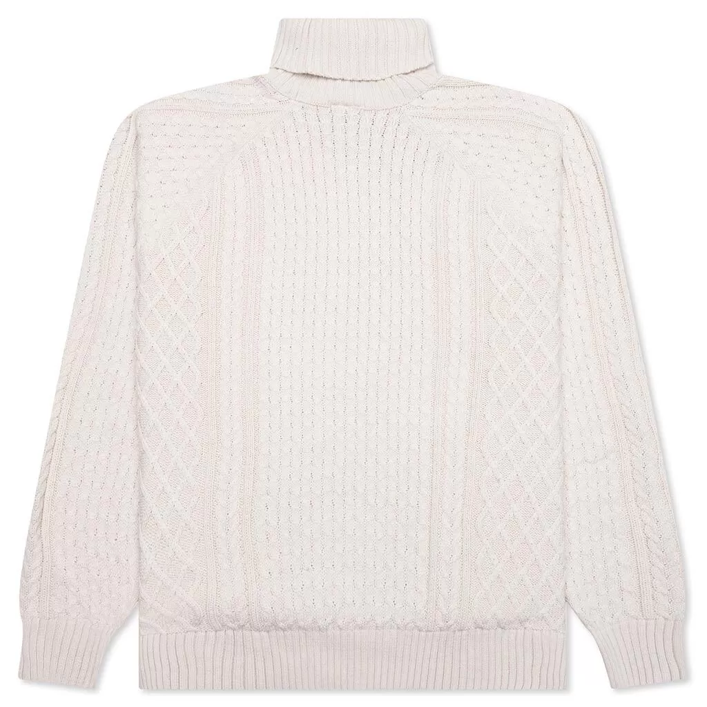 Nike Life Cable Knit Turtleneck Sweater - Light Bone