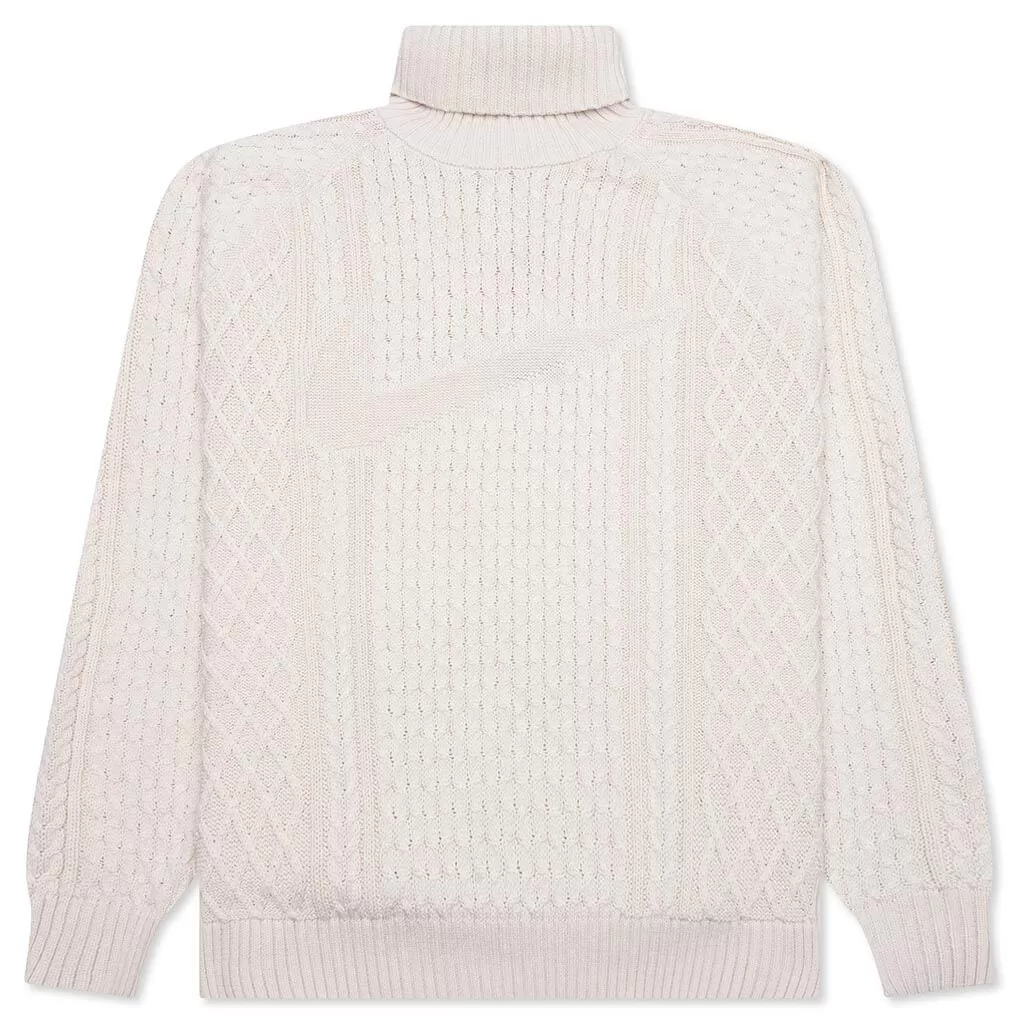 Nike Life Cable Knit Turtleneck Sweater - Light Bone