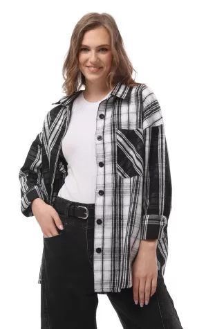 O172731 Bi-Tone Tartan Black & White Winter Shirt