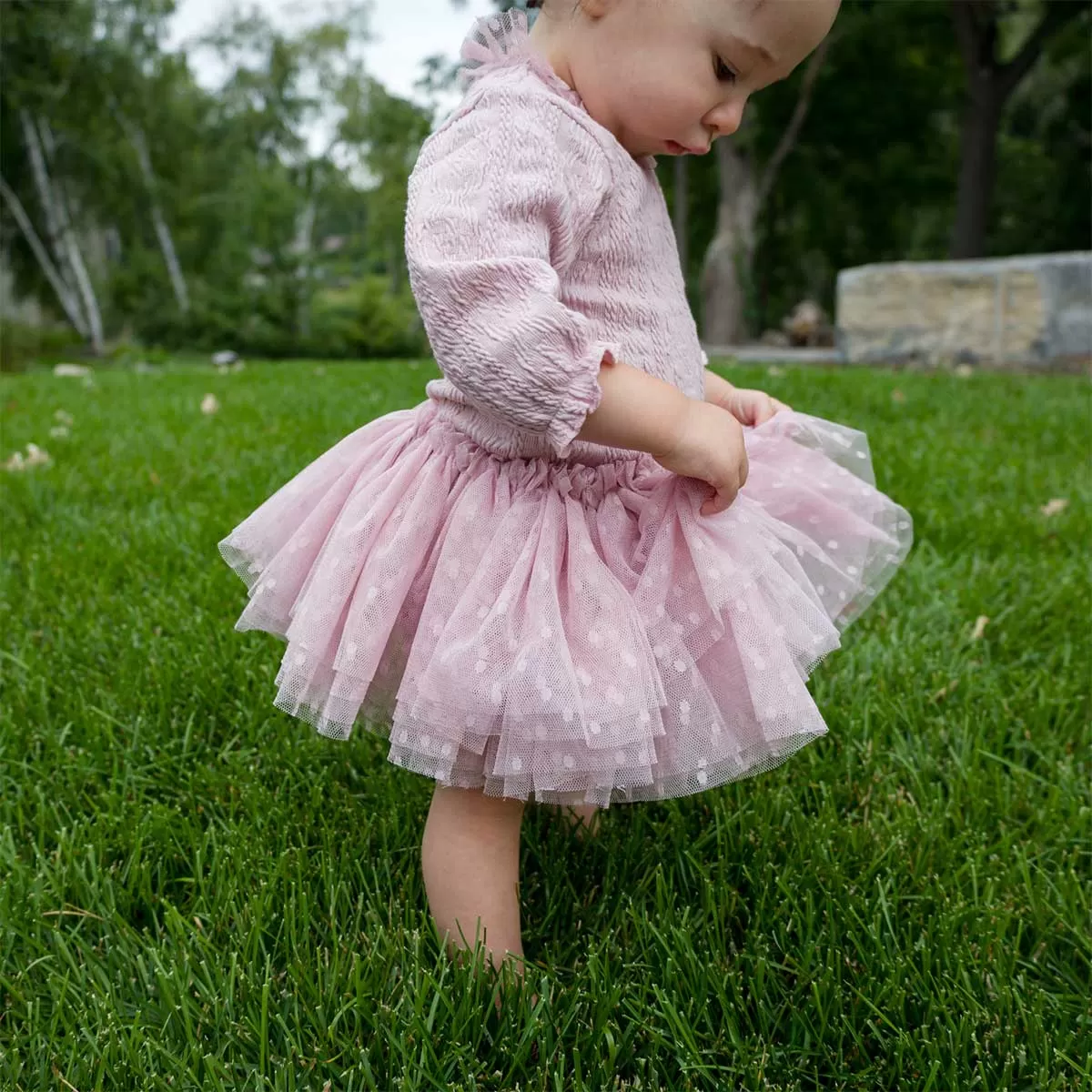 oh baby! Dotted Mesh Frill Tutu Skirt - Blush