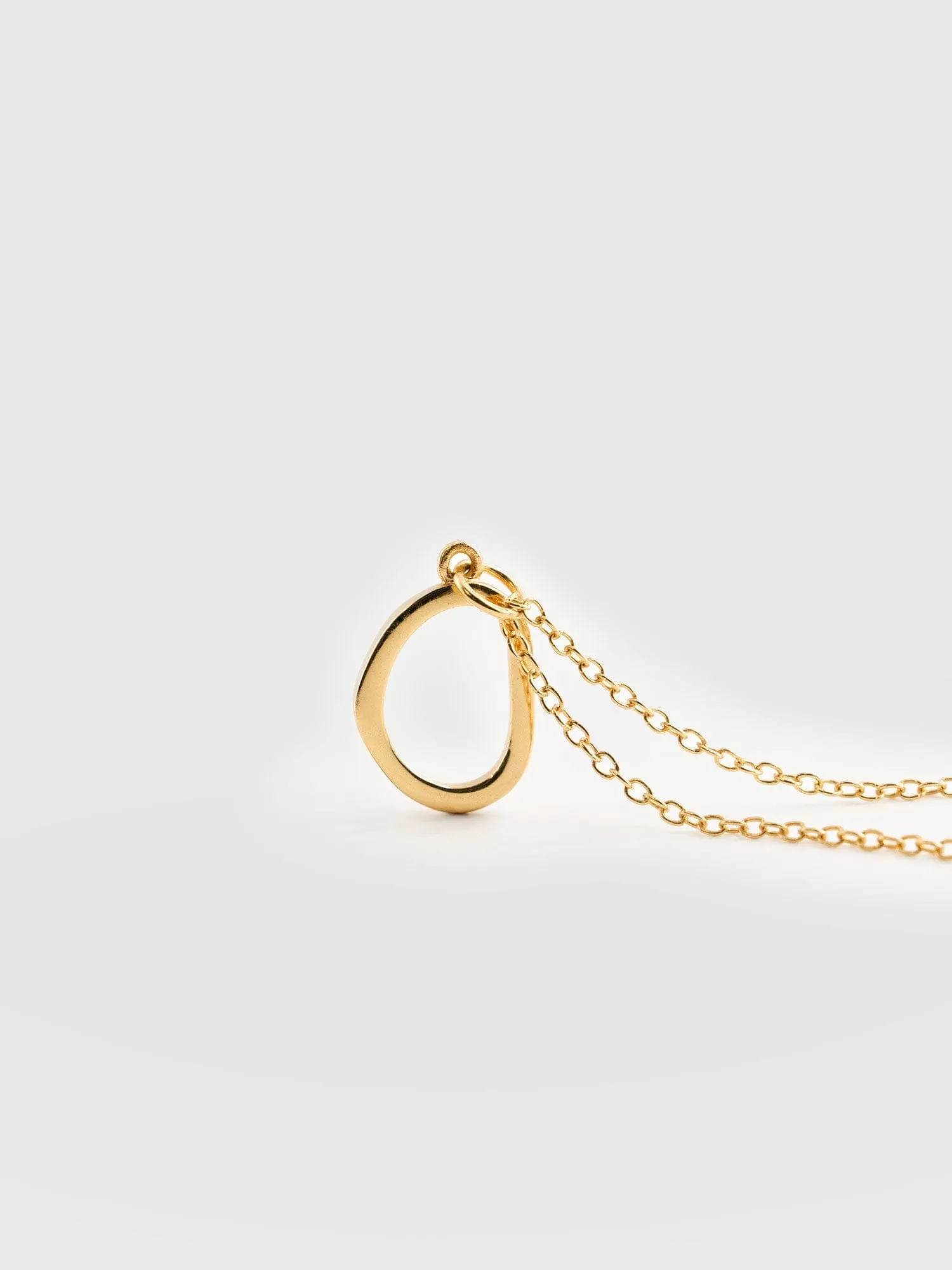 Organic Open Oval Charm Necklace - Gold