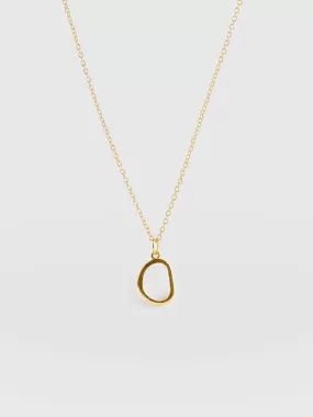 Organic Open Oval Charm Necklace - Gold