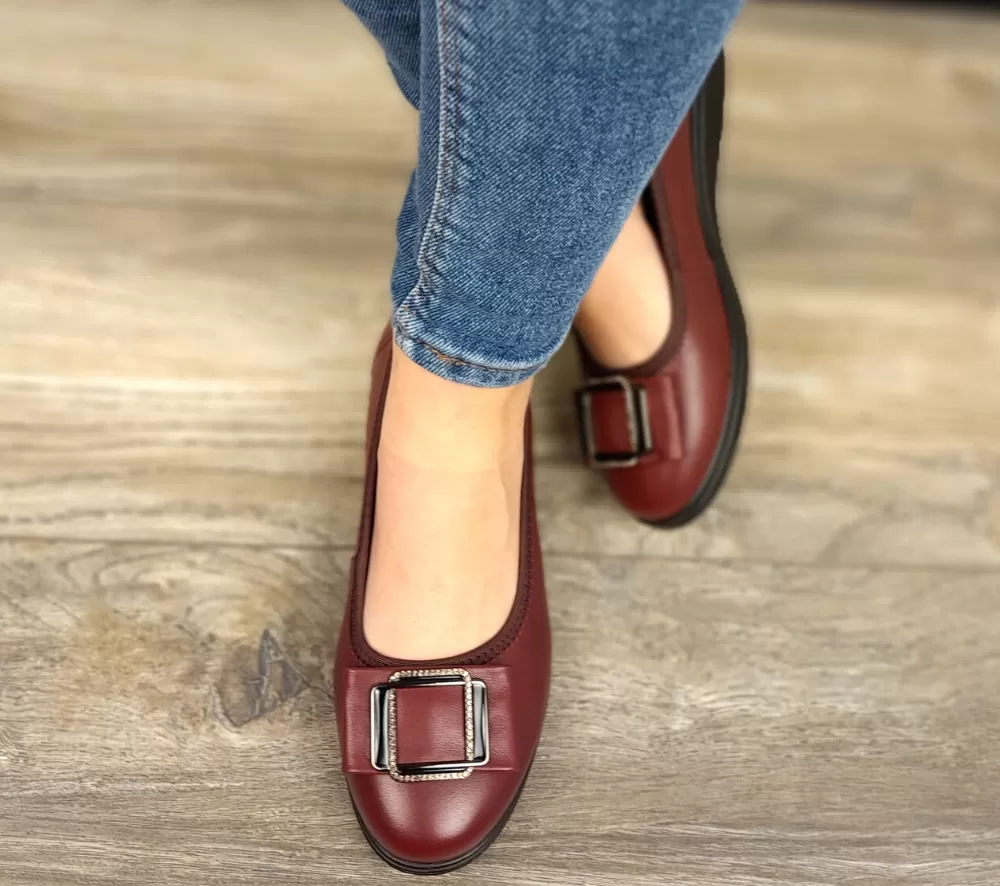 Pantofi casual, dama, FORMAZIONE, A130 bordo, piele naturala