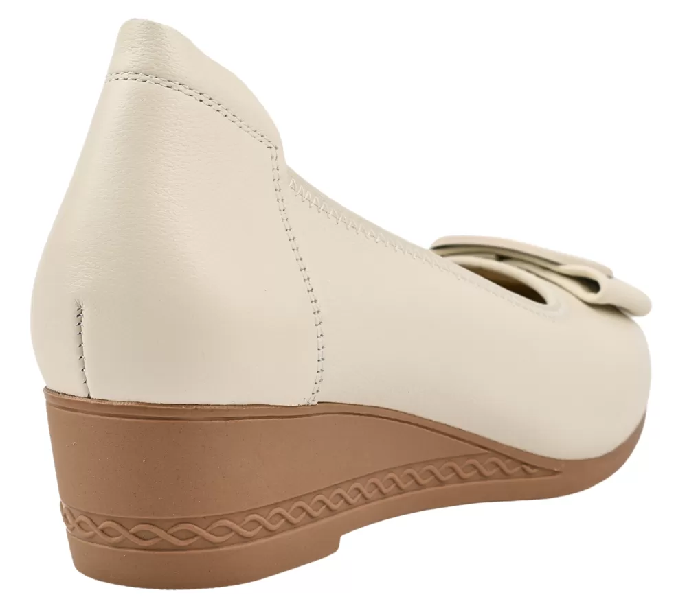 Pantofi casual, dama, PASS COLLECTION, X440009B crem, piele naturala