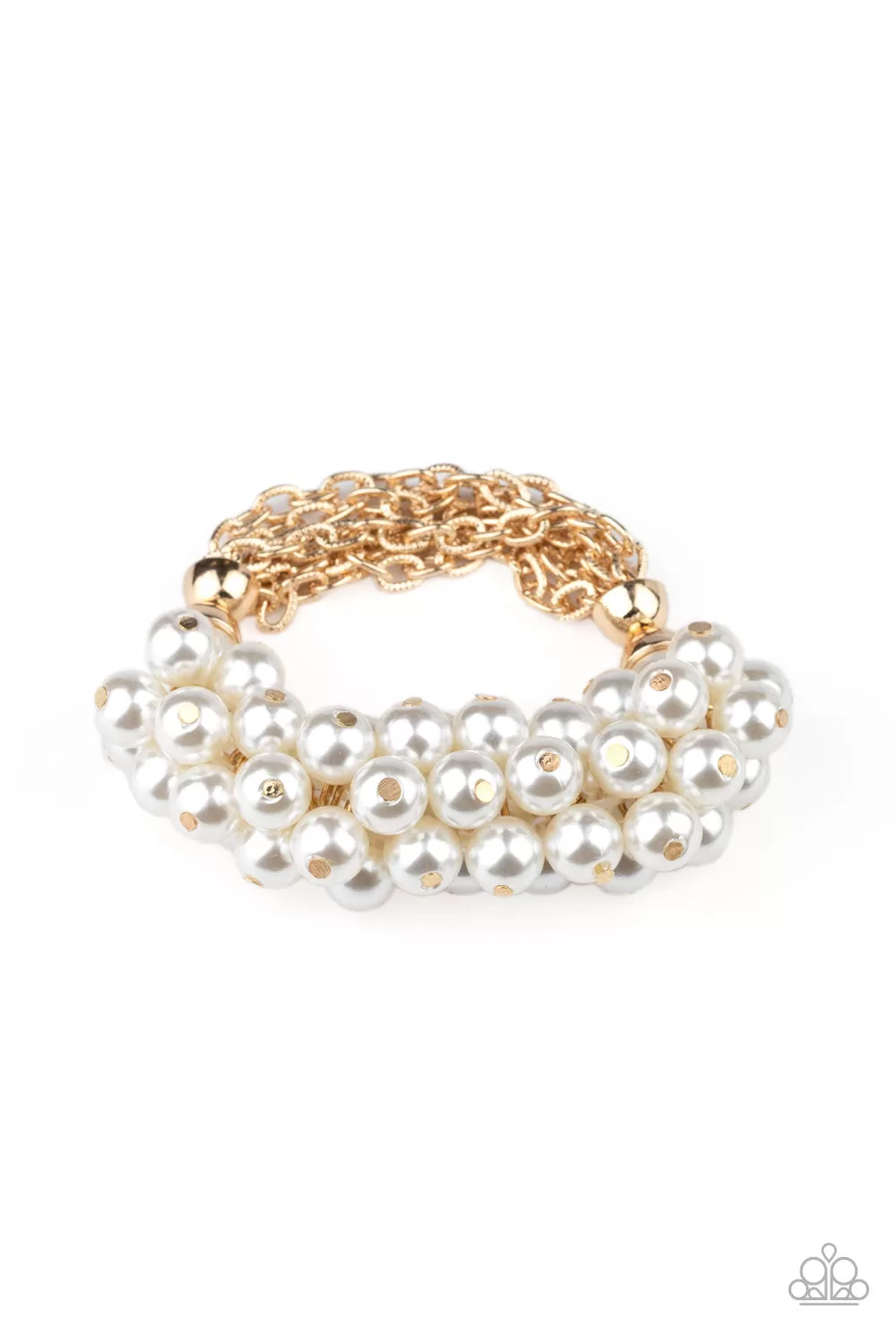 Paparazzi Bracelet ~ Up Class Clash - Gold and Pearl Bracelet