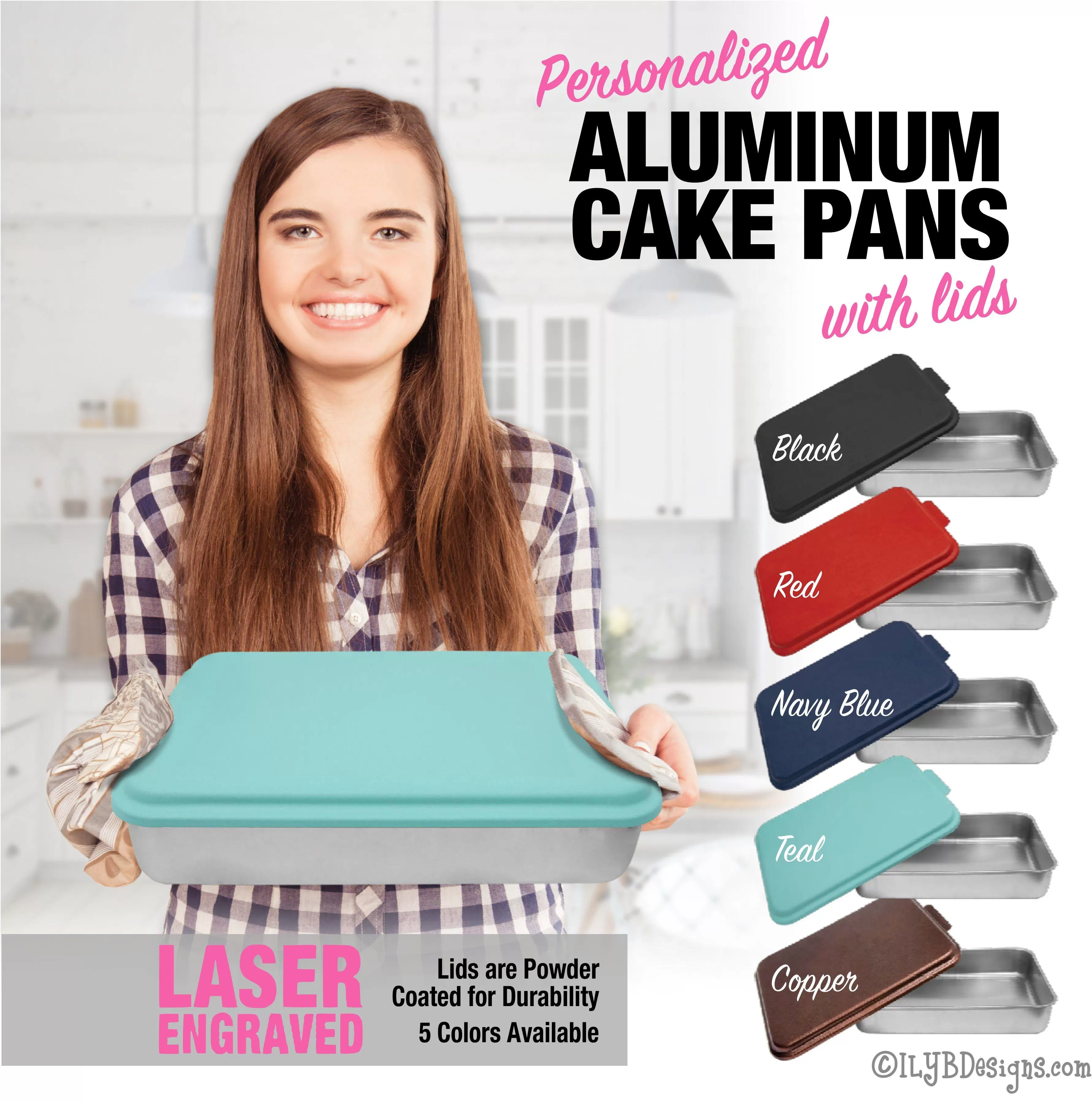 Personalized Cake Pan with Laser Engraved Lid | The Family Kitchen Fork Design