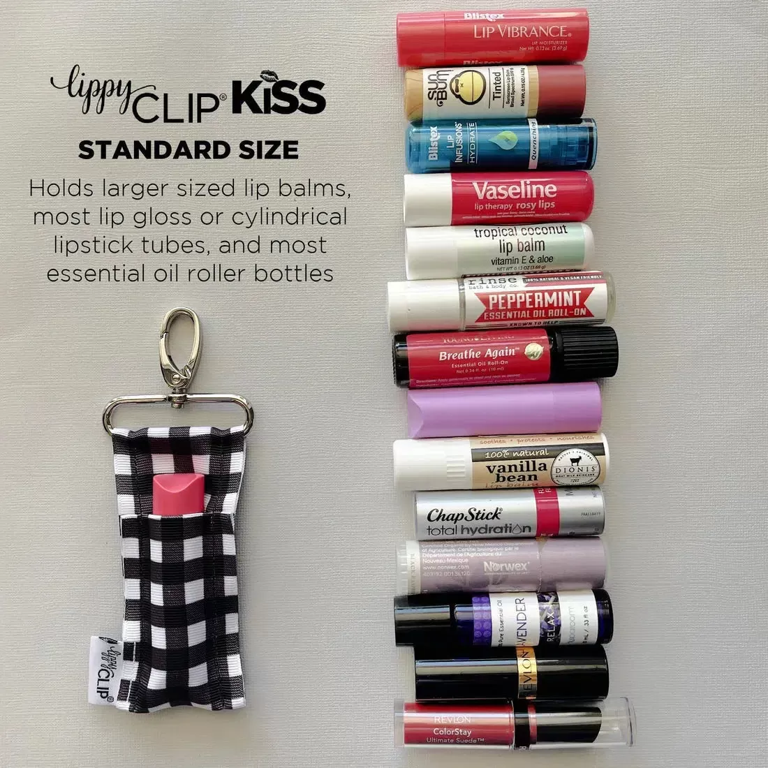 Pink Leopard LippyClip® KISS for larger lip balms