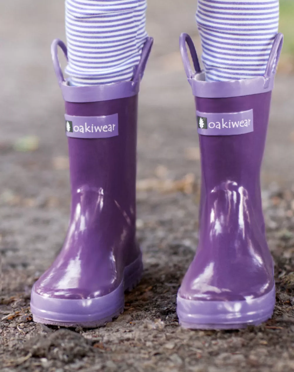 Purple Orchid Loop Handle Rubber Rain Boots