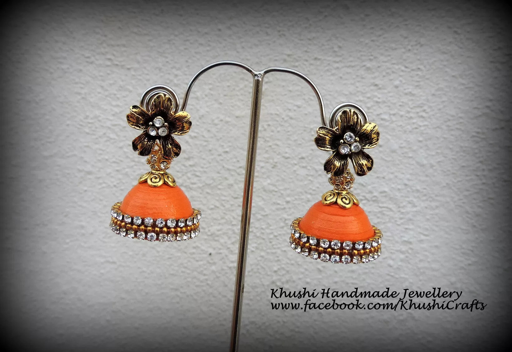 Quilled orange party wear Jhumkas!