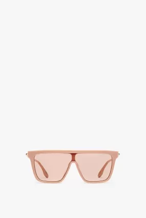 Rectangular Shield Sunglasses In Nude