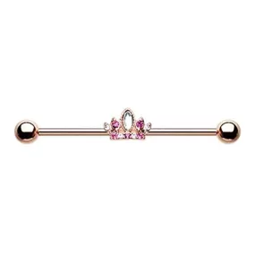 Rose Gold Tiara Crown Sparkle WildKlass Industrial Barbell