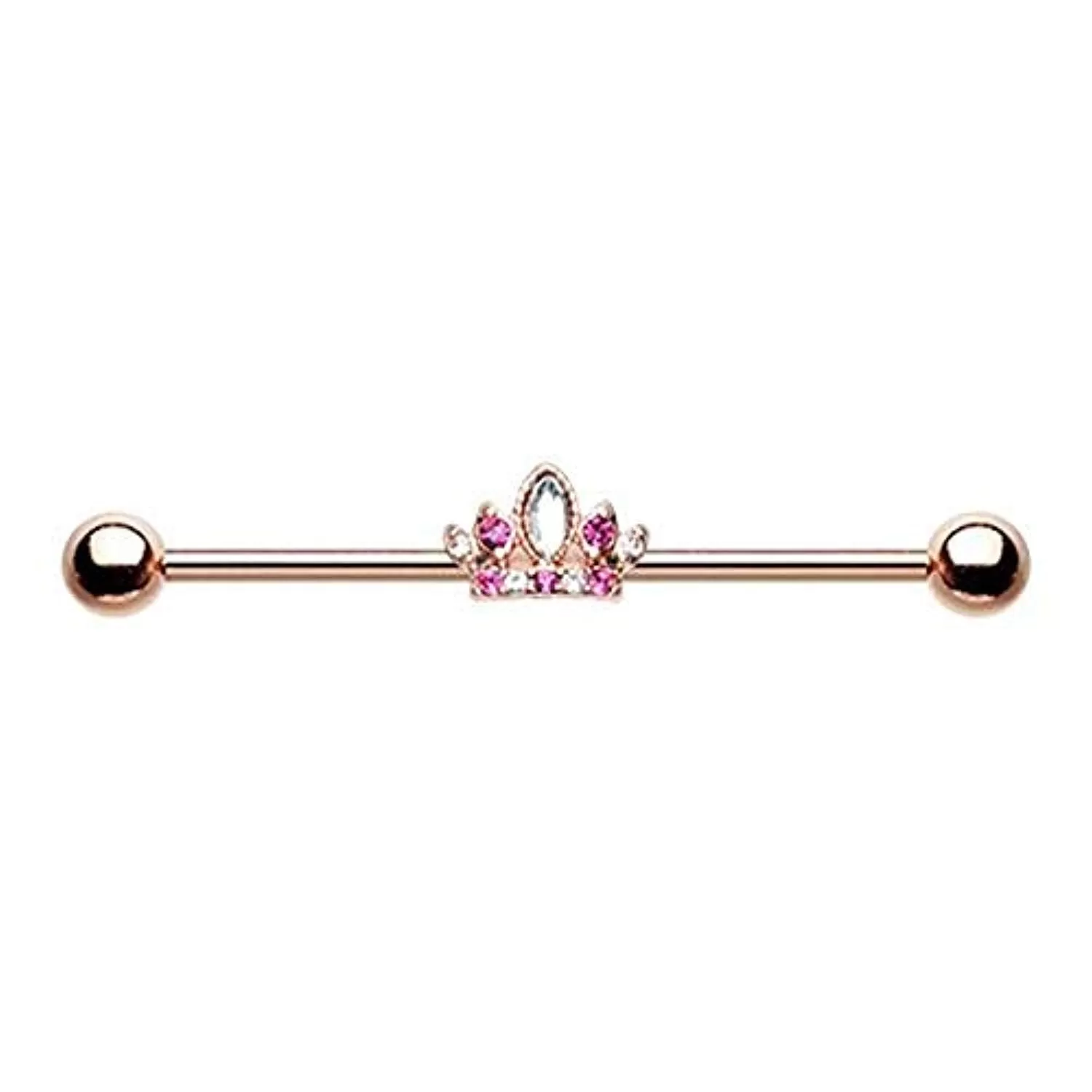 Rose Gold Tiara Crown Sparkle WildKlass Industrial Barbell