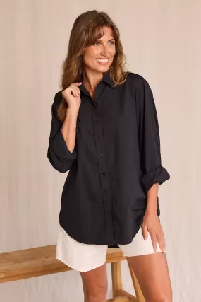 Sam Cotton Poplin Shirt in Black