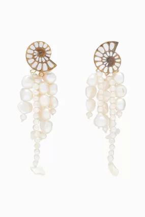 Shell and Pearl Chandelier Earring - Pearl