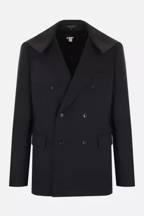 single-breasted wool jacket with satin insert