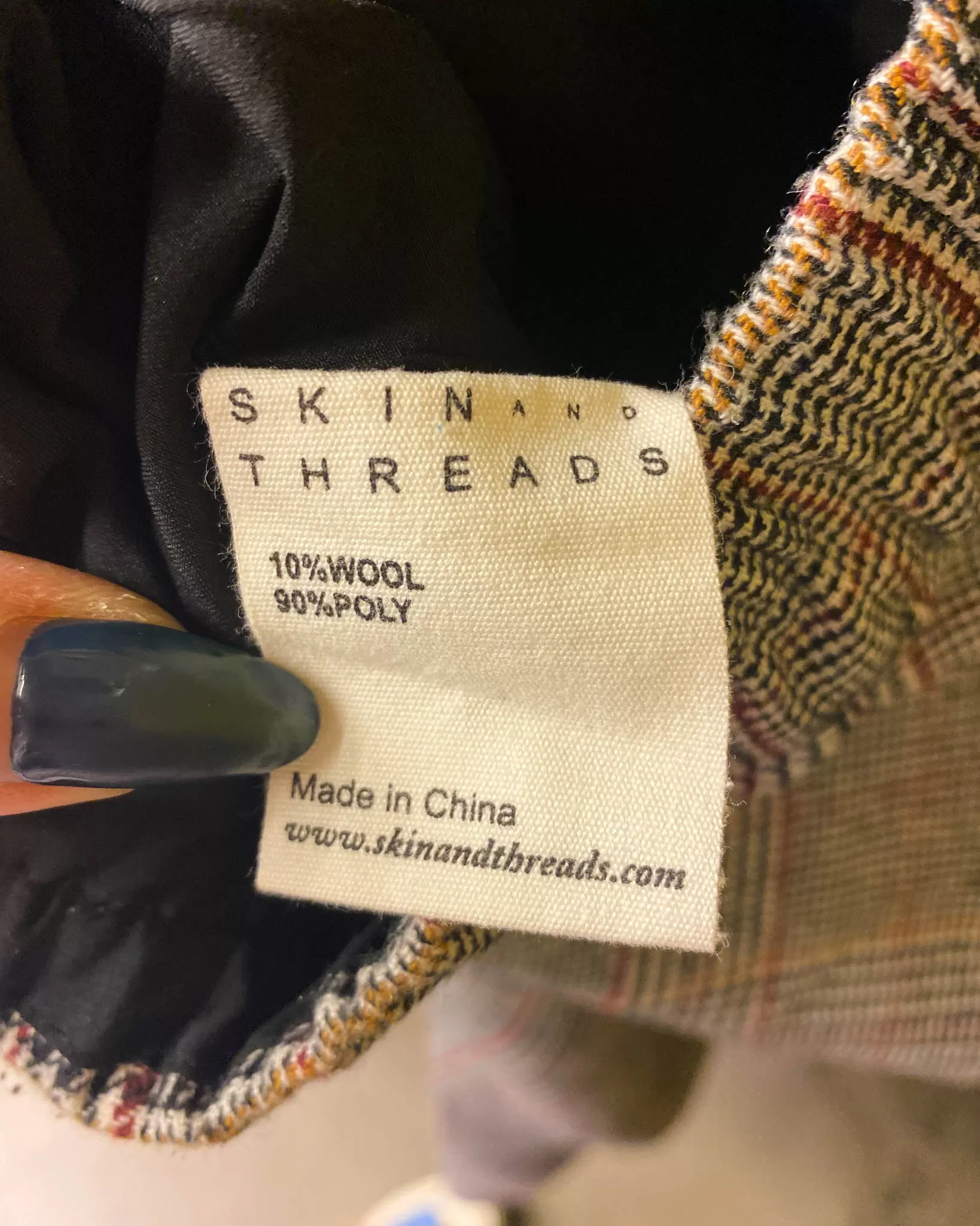 Size 2 - Skin   Threads Plaid Pants