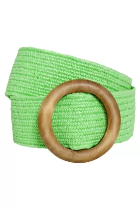 Smashed Lemon Lime Stretch Belt with Wooden Buckle