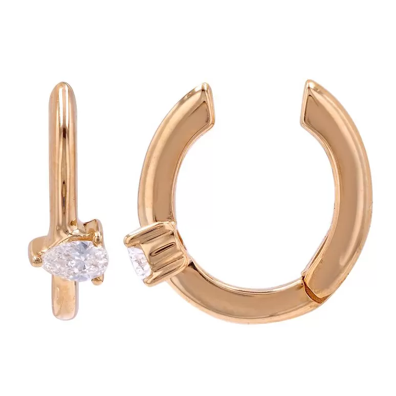 Solid Pear Diamond Ear Cuff (Single)