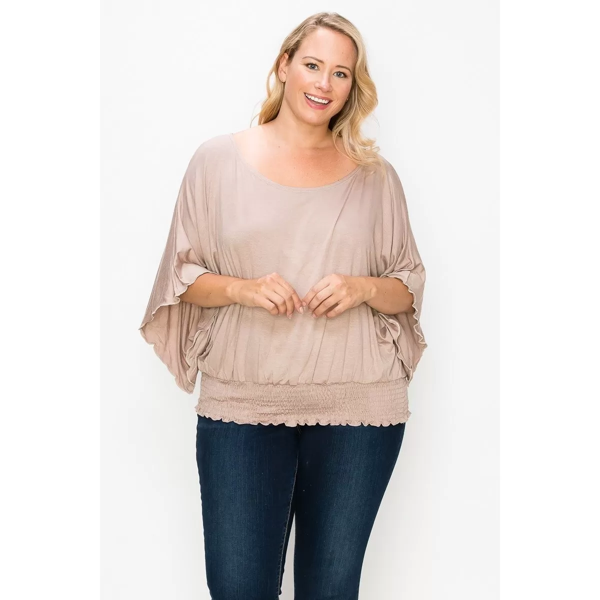 Solid Top Featuring Flattering Wide Sleeves