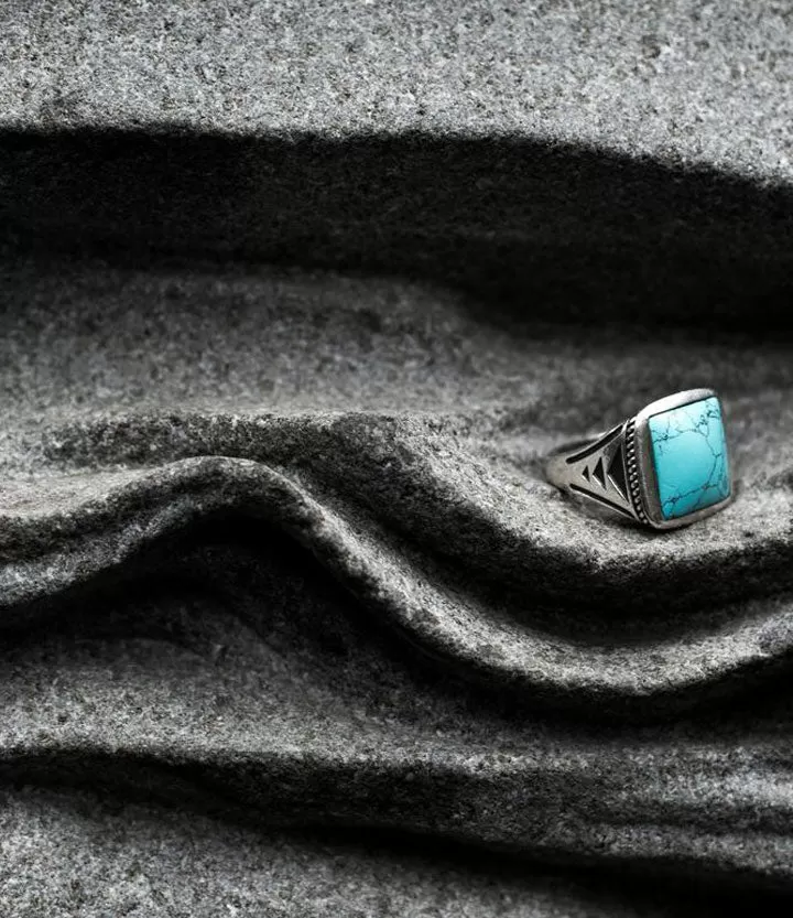 Sterling Silver Vintage Turquoise Signet Ring