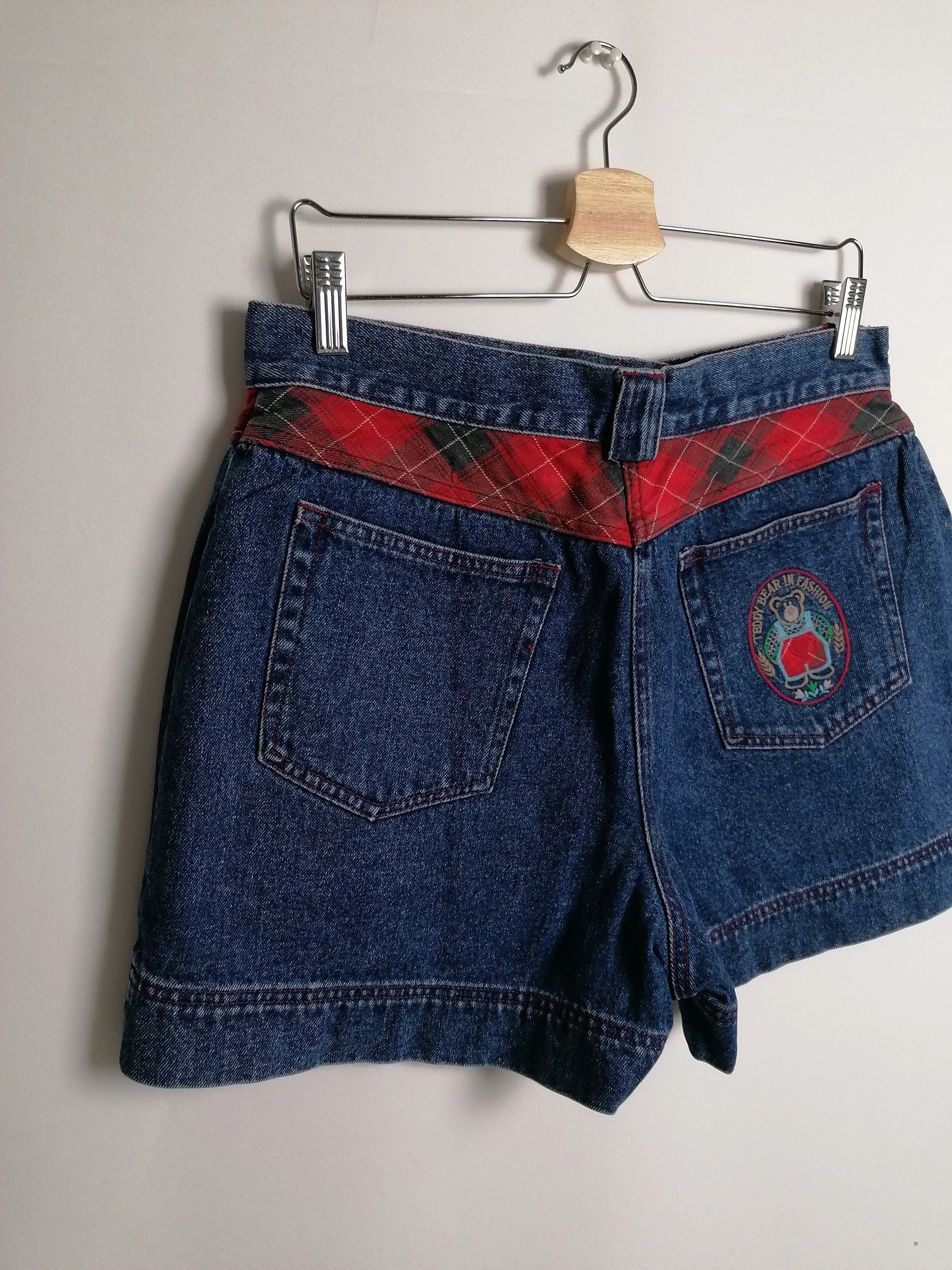 Teddy Patch Denim Shorts - size L