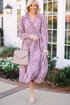 Tell Your Story Dusty Pink Ditsy Floral Midi Dress