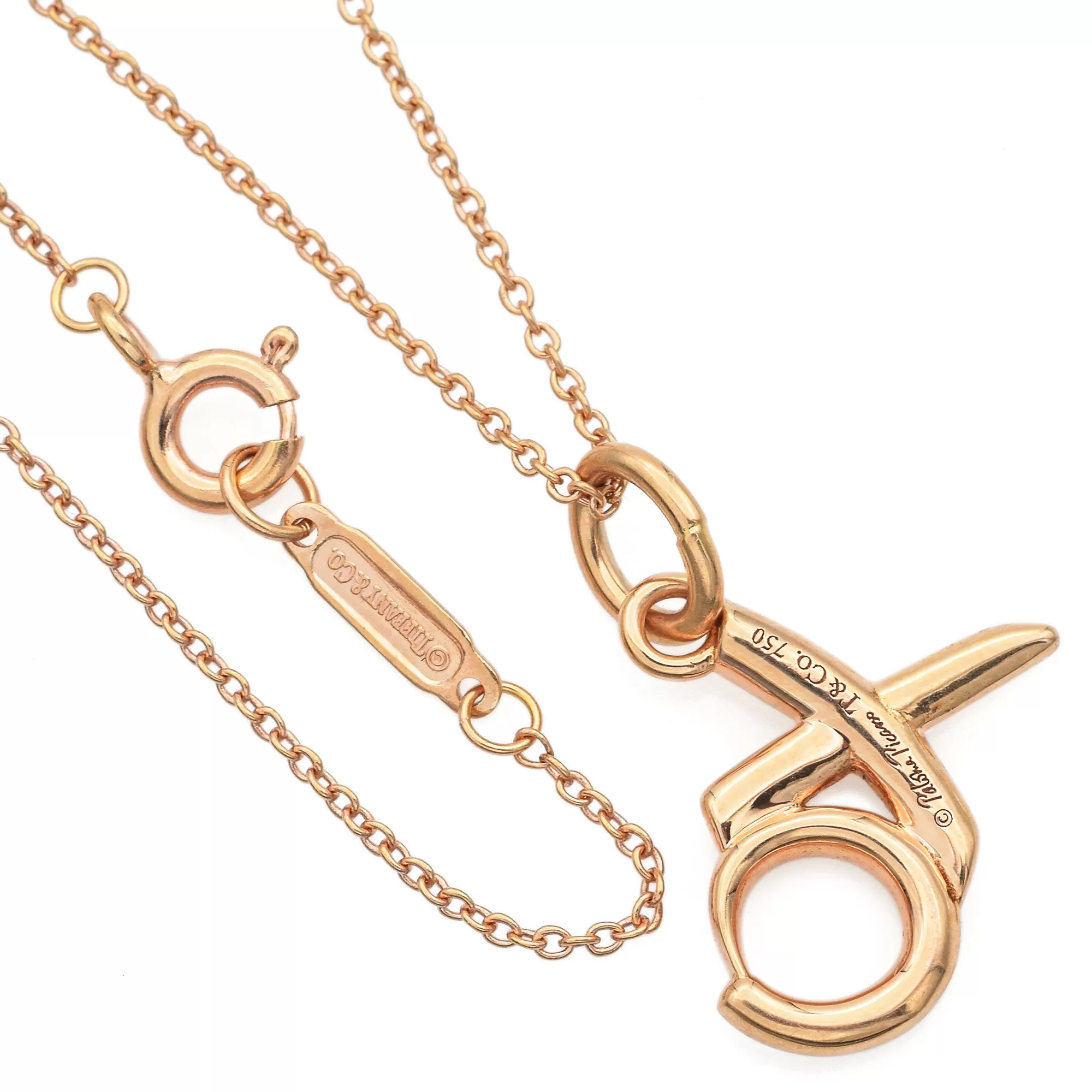 Tiffany & Co. Paloma Picasso 18K Rose Gold XO Hugs & Kisses Pendant Necklace