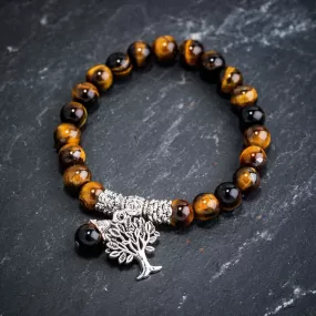 Tiger Eye Gemstone Bracelet with Tree of Life Charm