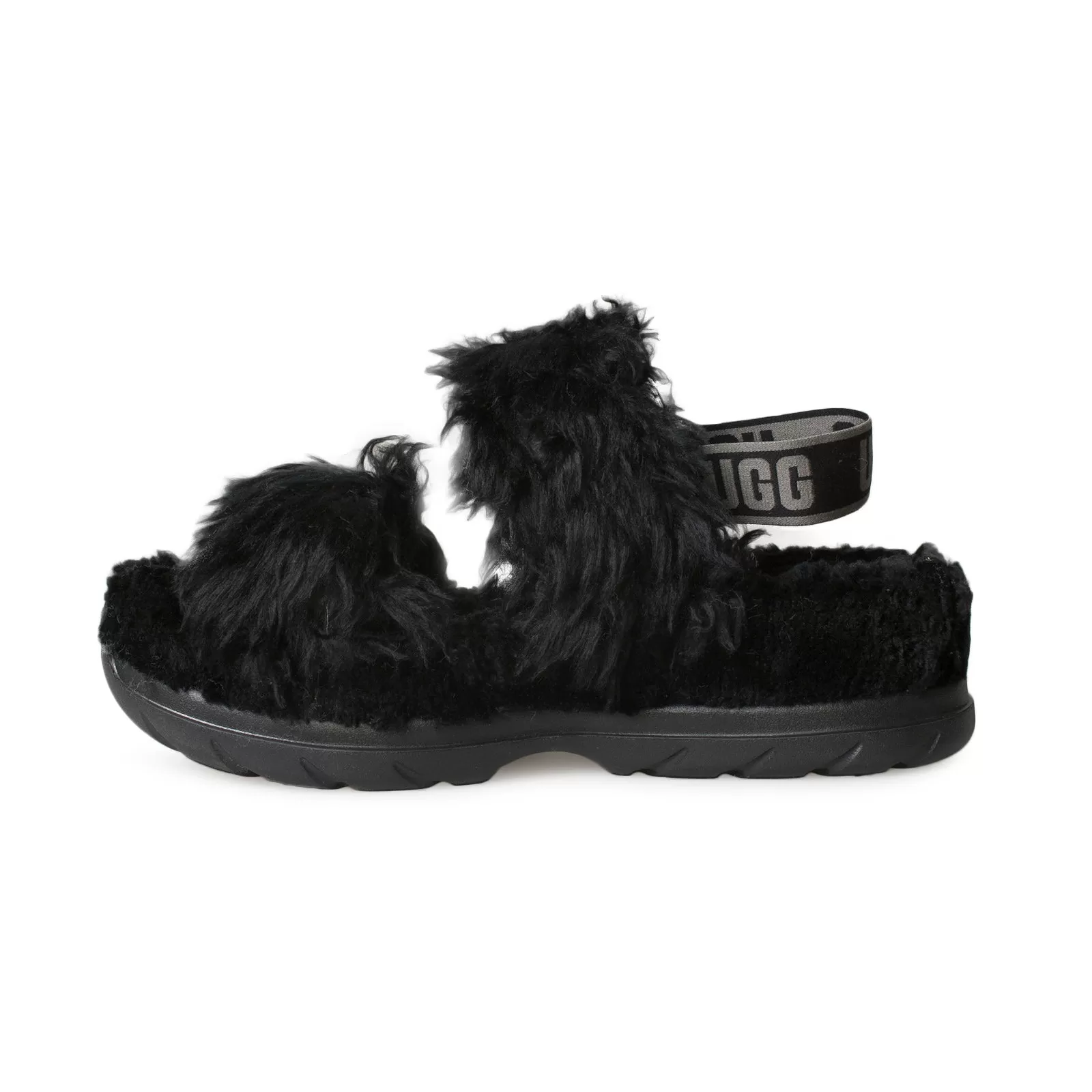 UGG Fluff Sugar Black Sandals - Women's