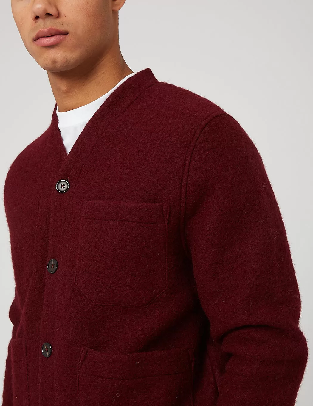 Universal Works Cardigan (Wool Fleece) - Berry