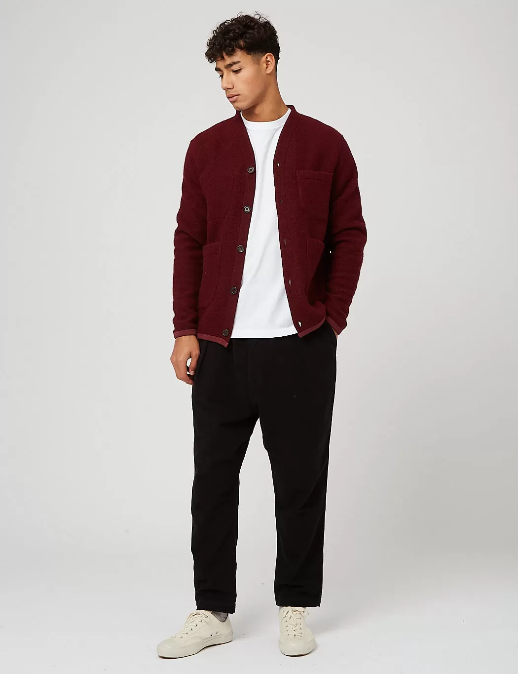 Universal Works Cardigan (Wool Fleece) - Berry