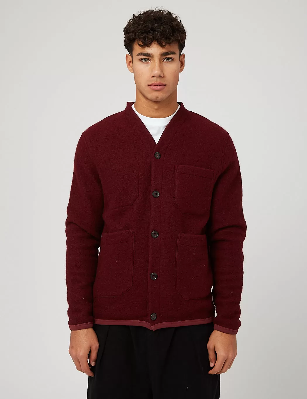 Universal Works Cardigan (Wool Fleece) - Berry