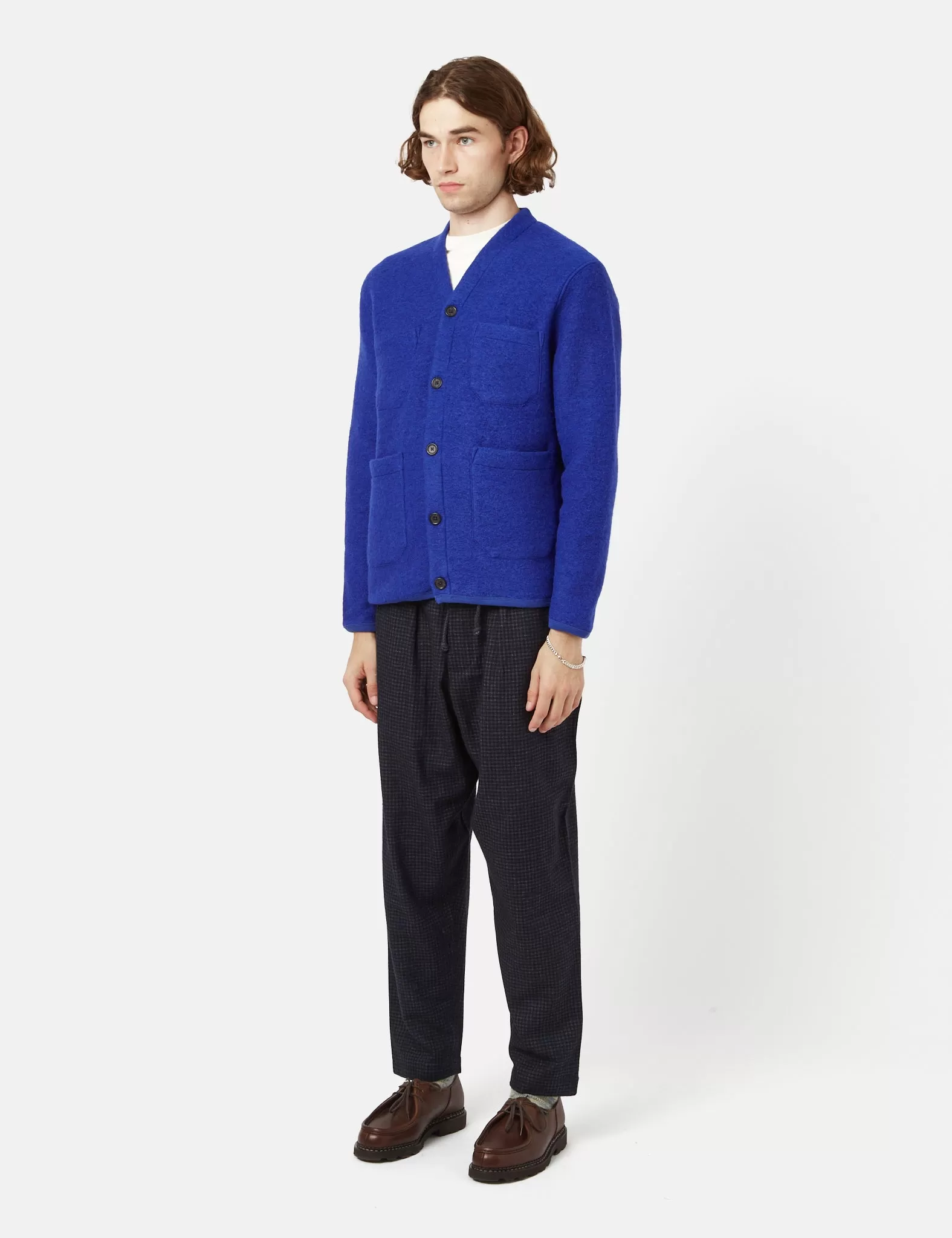 Universal Works Cardigan (Wool Fleece) - Blue