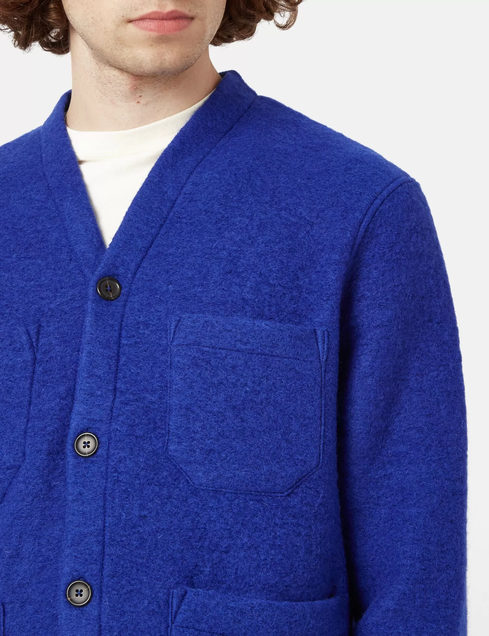 Universal Works Cardigan (Wool Fleece) - Blue