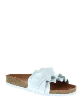 Verbenas Rocio White Leather Ruffle Slide