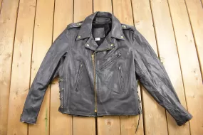 Vintage 1970s Branded Garments Leather Biker Jacket / Motorcycle Jacket / Leather Coat / Vintage Biker Jacket / Heavy Weight /