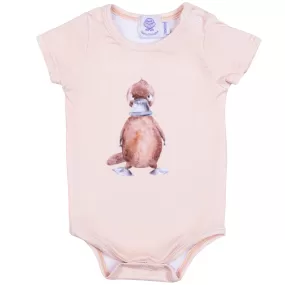 Vintage Beige Platypus Short Sleeve Onesie