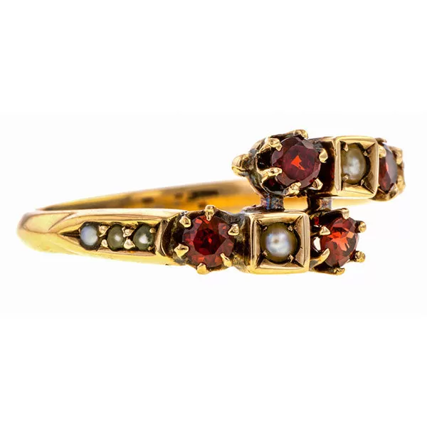 Vintage Garnet & Pearl Ring