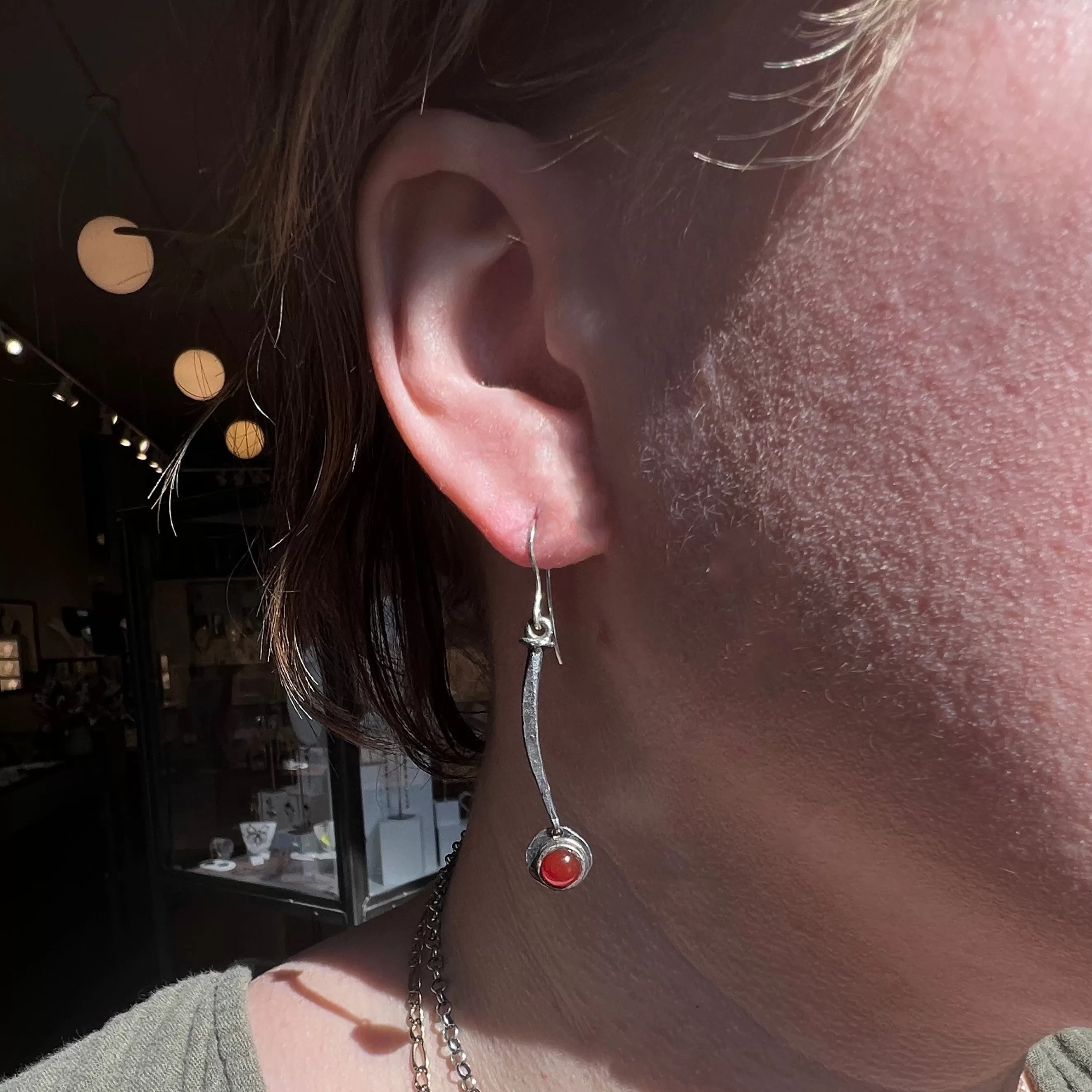 Vintage Nail Earrings with Carnelians