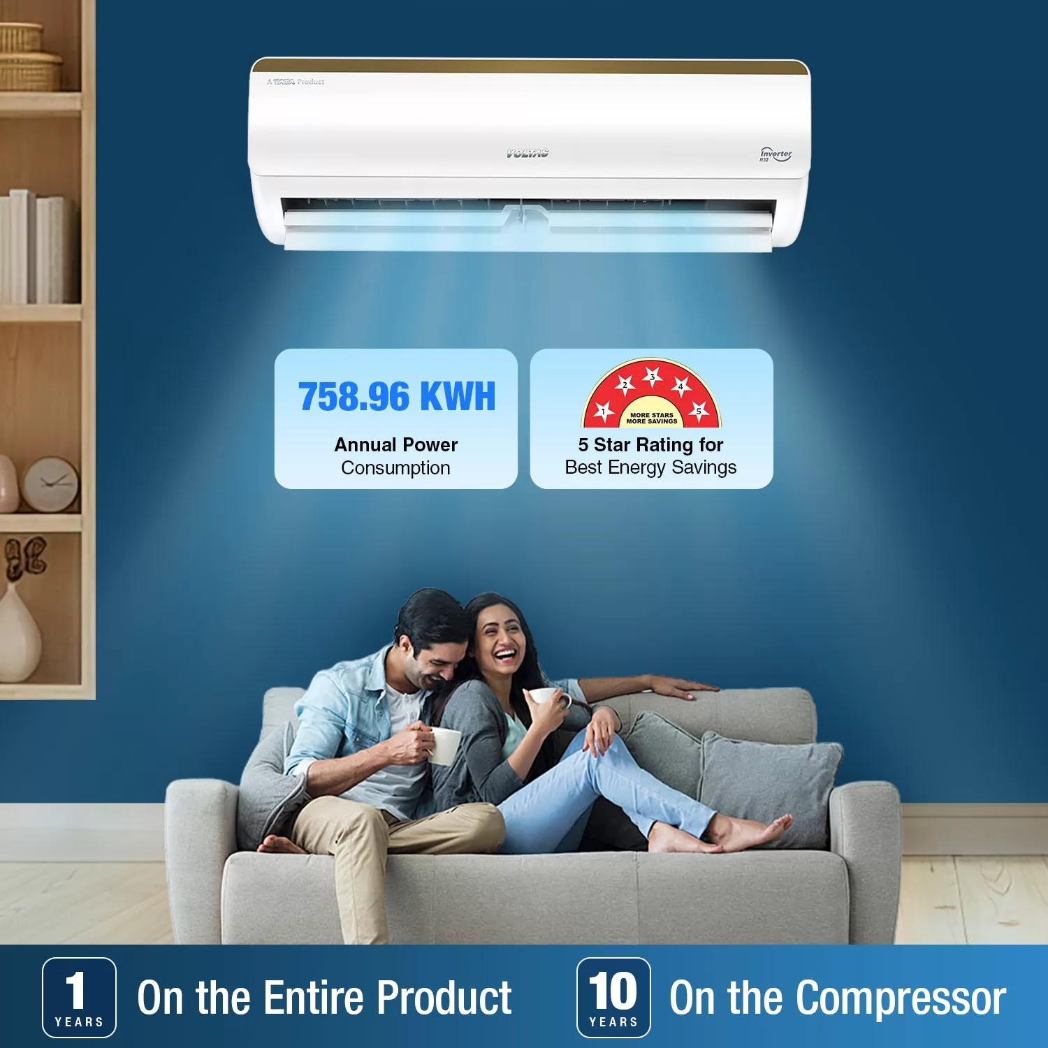 Voltas SmartAir Inverter AC, 1.5 Ton, 5 star - 185V Vertis Elite Gold