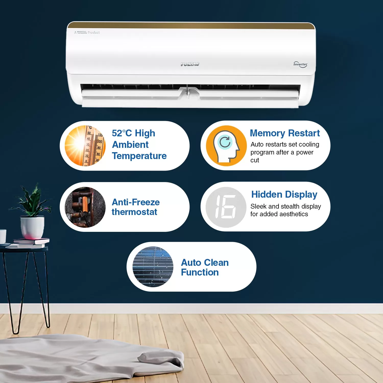 Voltas SmartAir Inverter AC, 1.5 Ton, 5 star - 185V Vertis Elite Gold