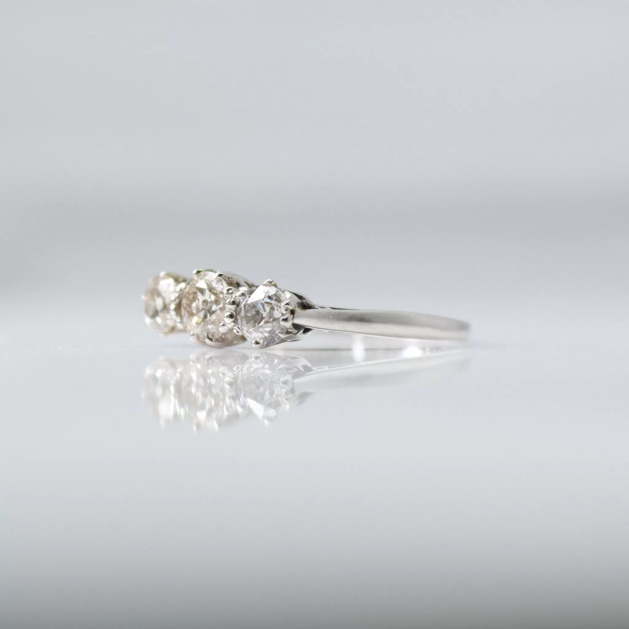 White Gold Diamond Three Stone Ring