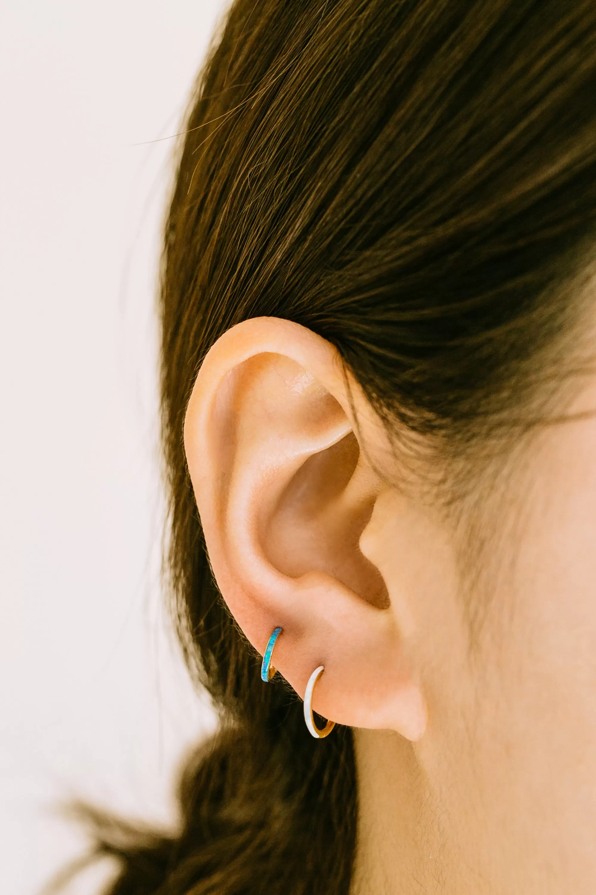 White Pink Blue Opal Hoop Clicker Ring