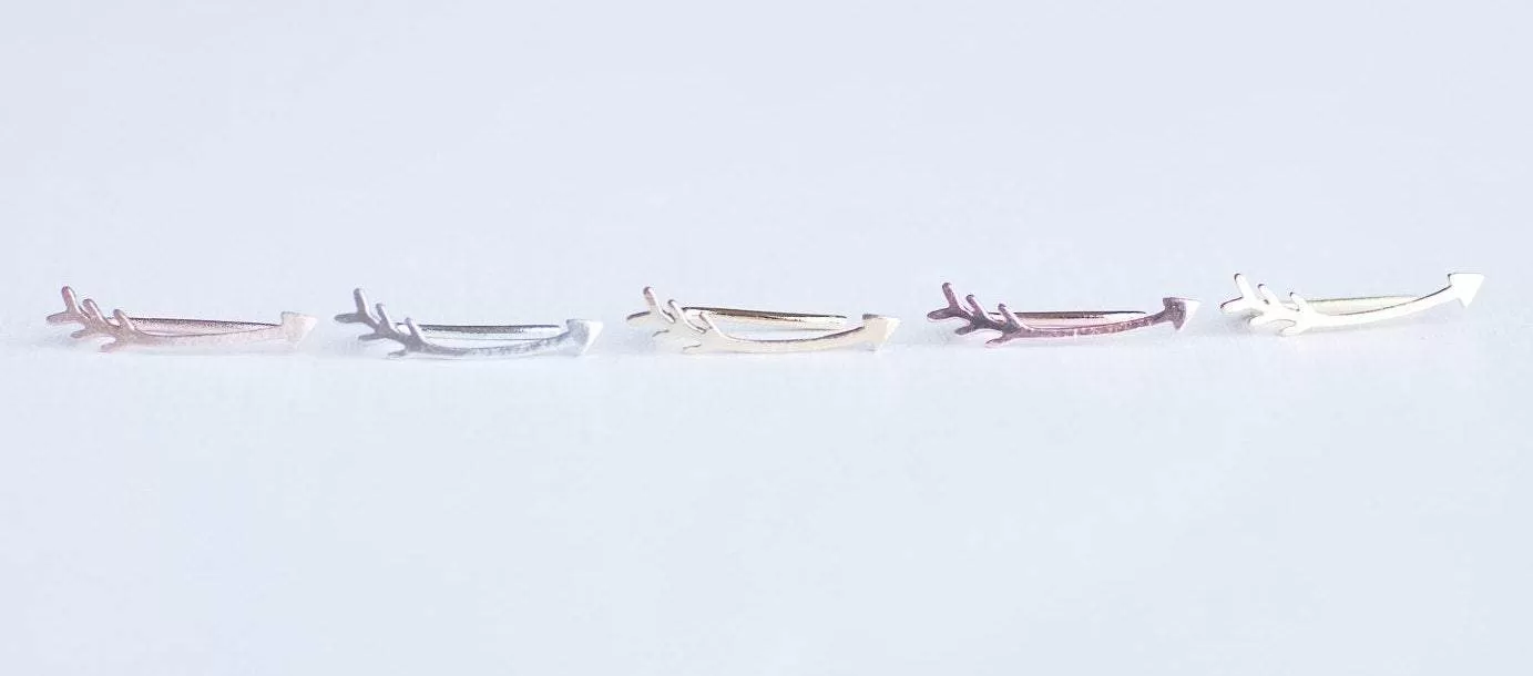 Wholesale Matte Pink Rose Gold Vermeil Arrow Earring Climber Ear Cuff- Gold Arrow Earrings, Pink Arrow Earring Crawler, Curved Arrow Earring, 281