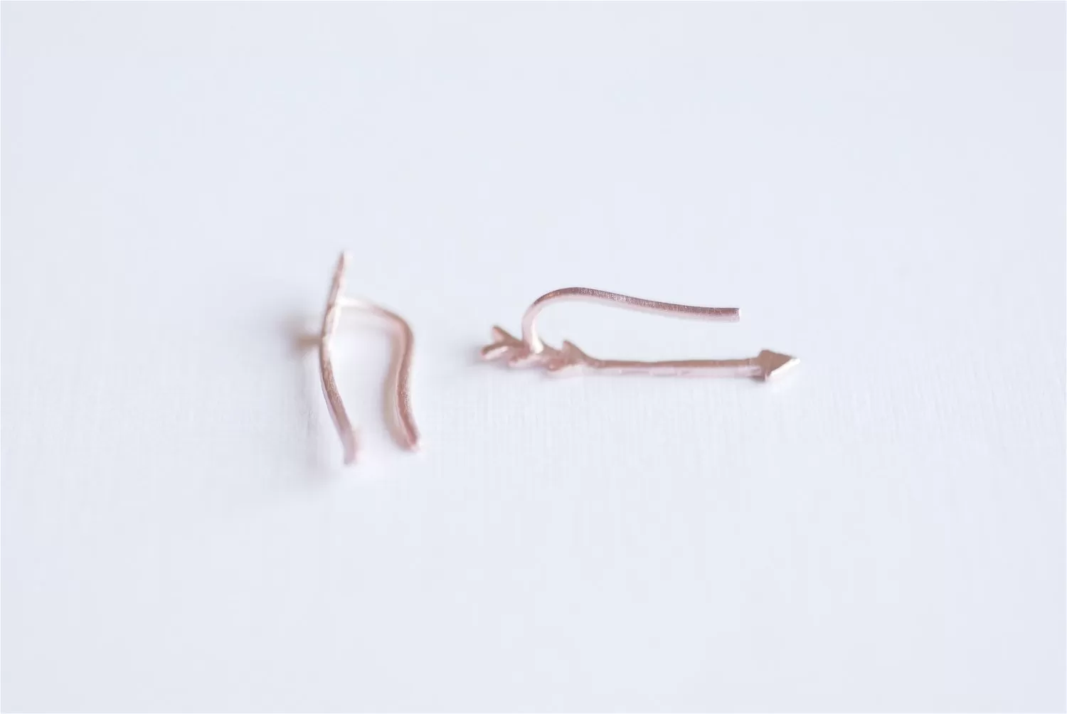 Wholesale Matte Pink Rose Gold Vermeil Arrow Earring Climber Ear Cuff- Gold Arrow Earrings, Pink Arrow Earring Crawler, Curved Arrow Earring, 281