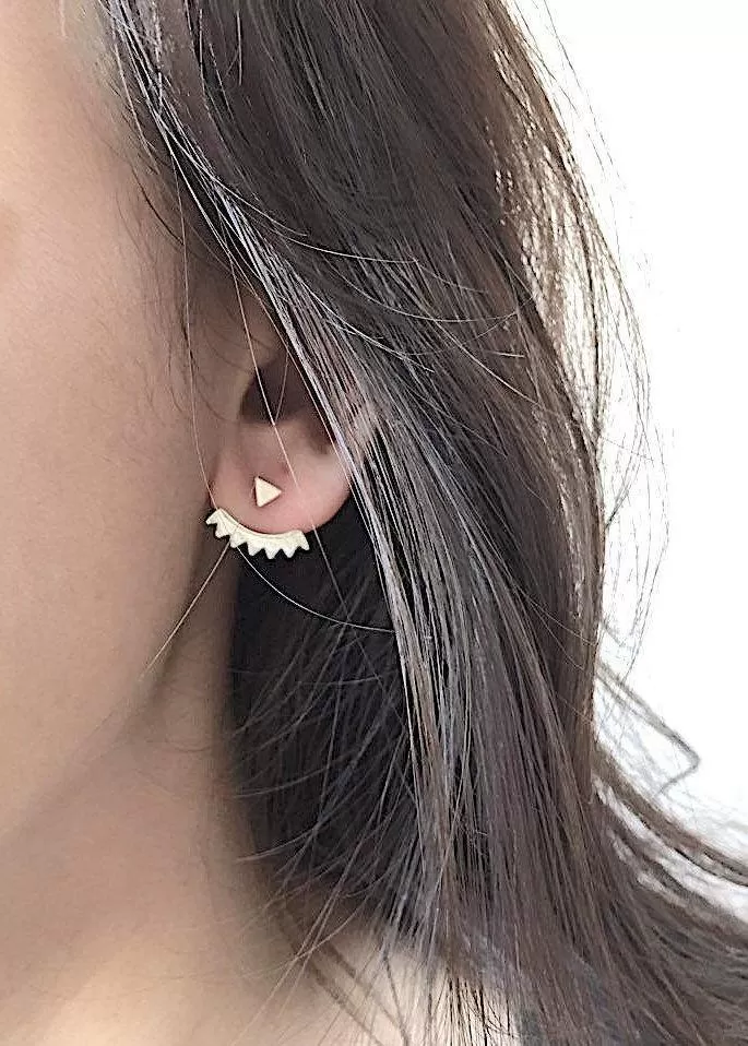 Wholesale Shiny Gold Triangle Ear Jacket, Spike Ear Jacket, Geometric Earrings, Ear Jacket, Earring Cuff, Triangle Studs, Minimal Earrings, Sunshine