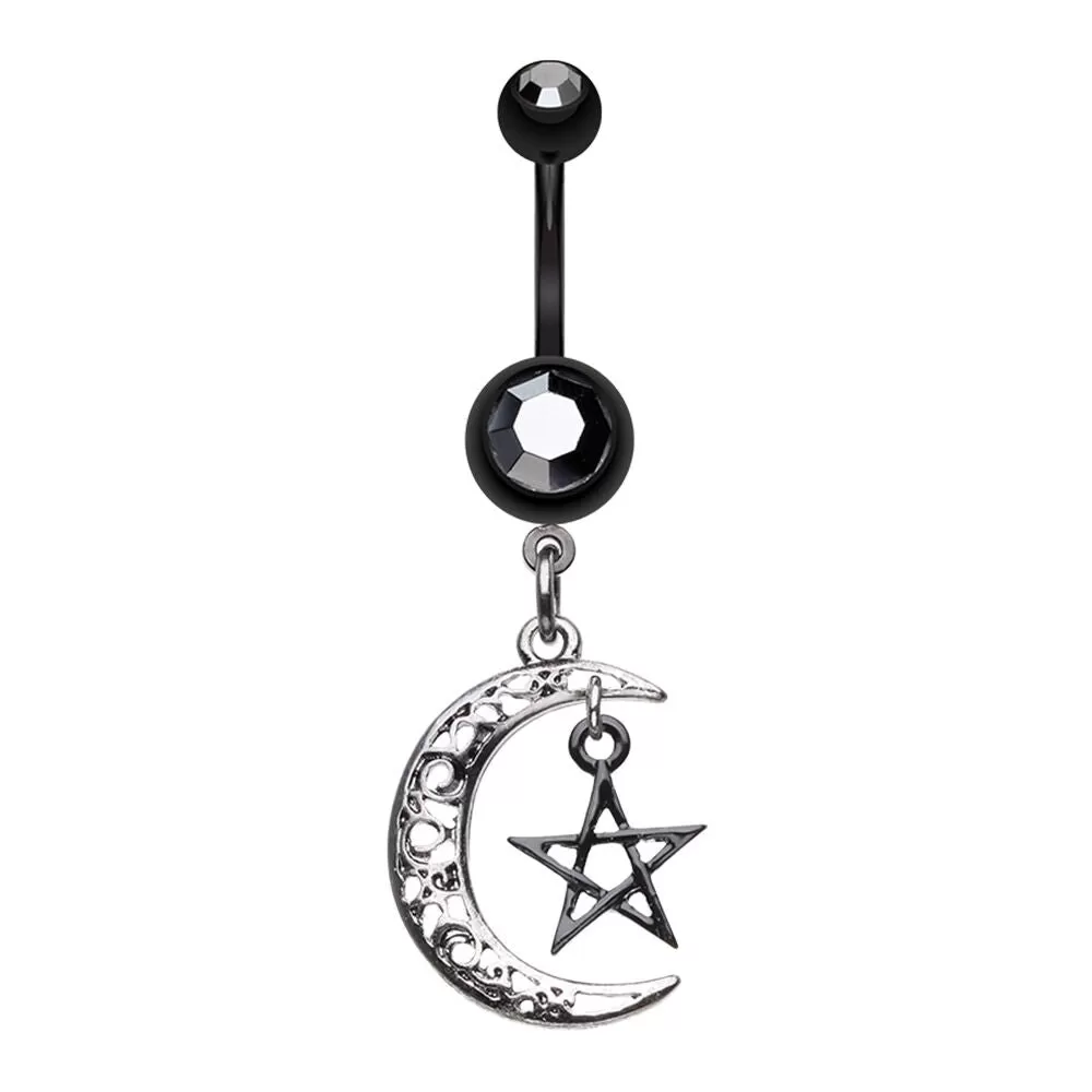 WILDKLASS Black Wiccan Pentagram Belly Button Ring