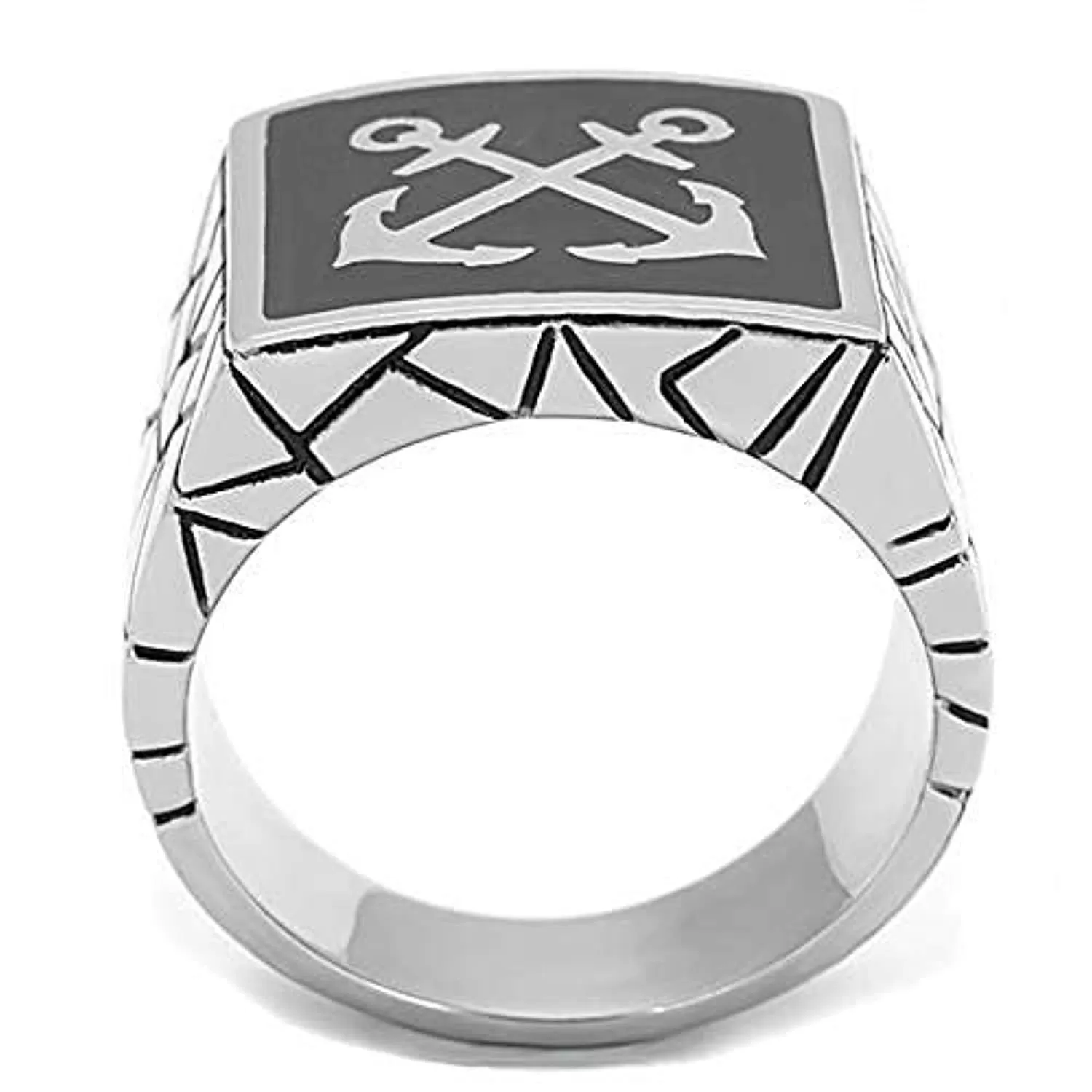 WildKlass Stainless Steel Ring High Polished Men Epoxy Jet